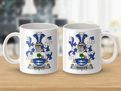 Woulfe Family Crest Coat of Arms Mug - Celtic Ancestry Gifts