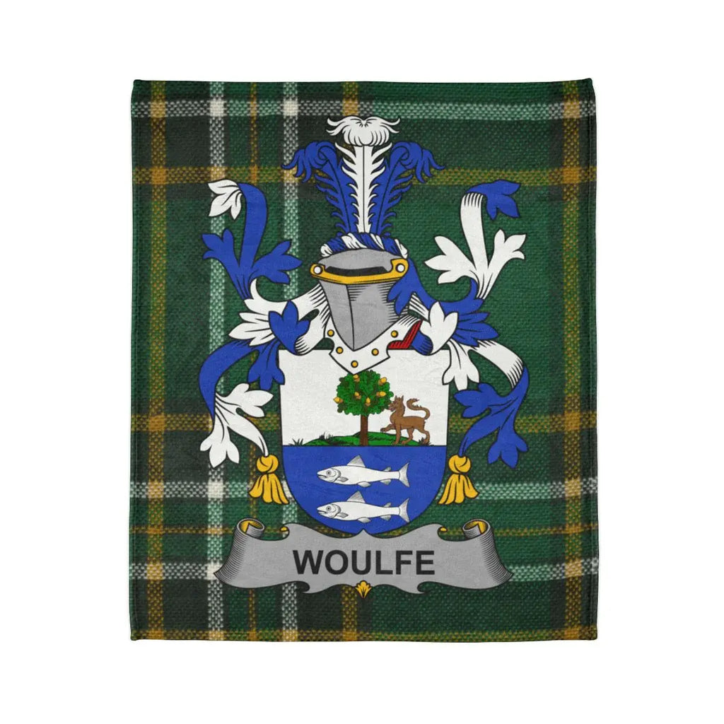 Woulfe Family Crest Tartan Blanket High Quality