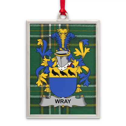 Wray Family Crest Plaid Background Ornament product type