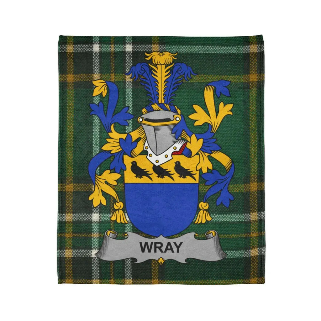 Wray Family Crest Plaid Tartan Throw Blanket