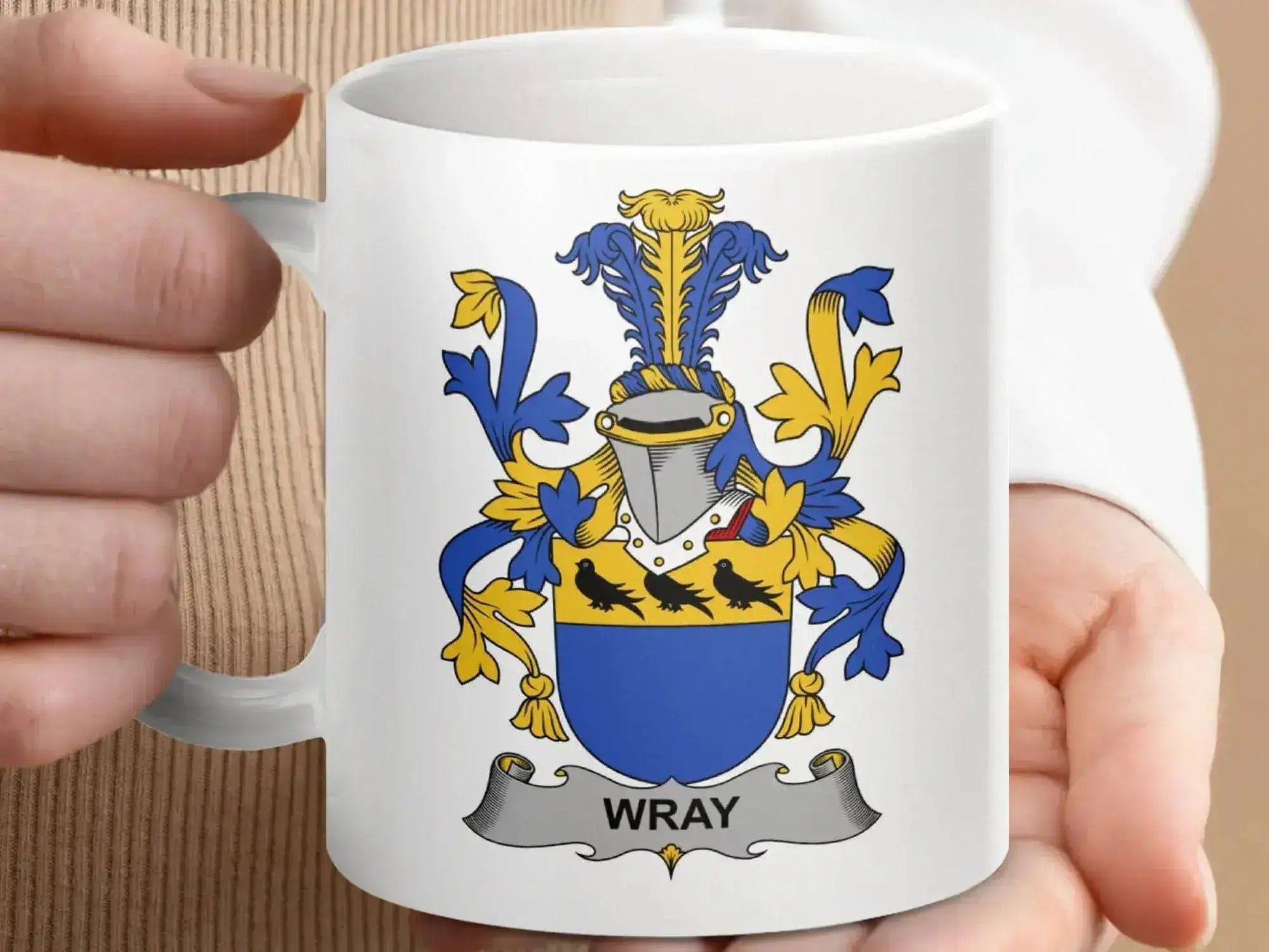 Wray Surname Irish Family Crest Mug - Celtic Ancestry Gifts