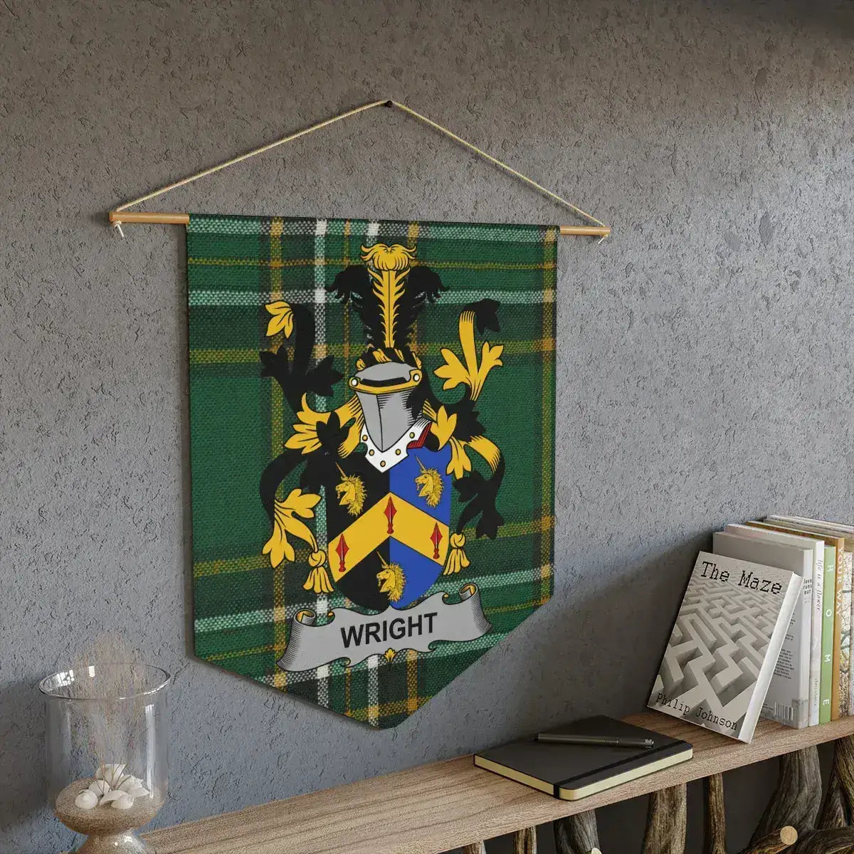 Wright Family Crest on Tartan Design Wall Decor product type