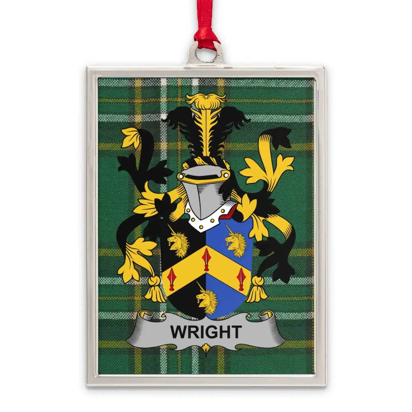 Wright Family Crest Plaid Background Rectangular product