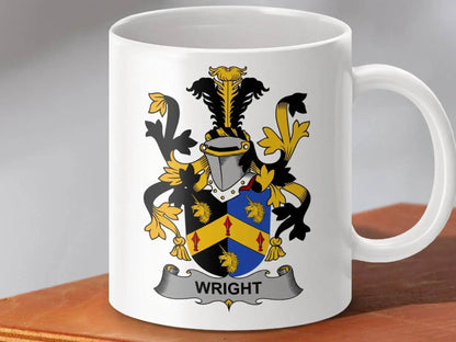 Wright Family Historical Coat of Arms Crest Mug - Celtic Ancestry Gifts