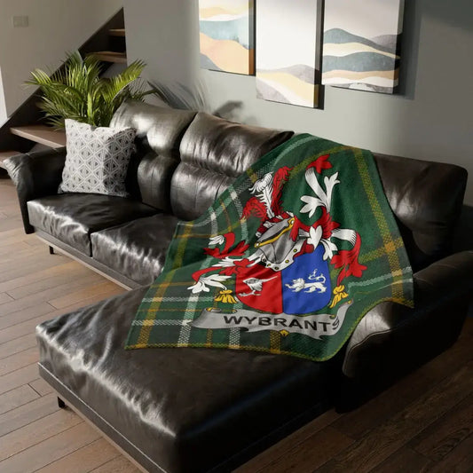 Wybrant Tartan Plaid with Family Crest Throw Blanket
