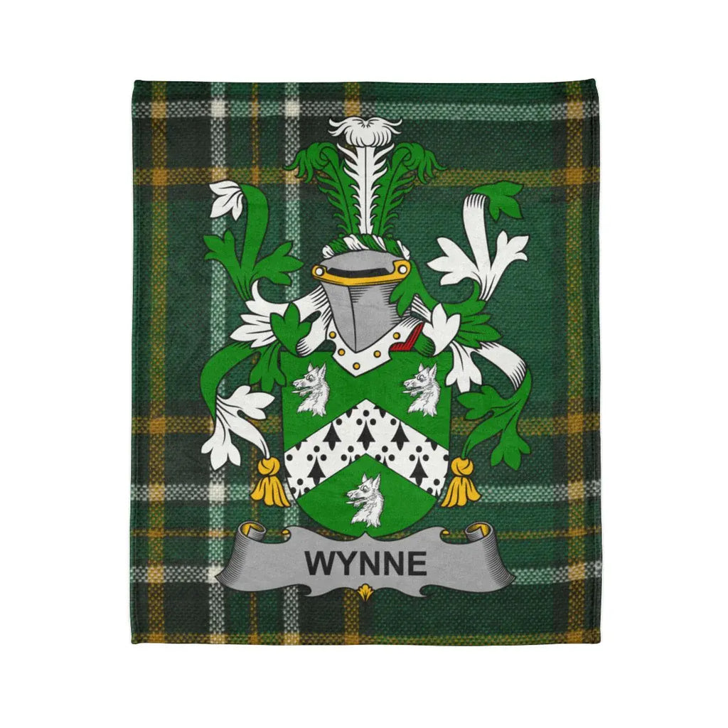 Wynne Family Crest on Green Plaid Blanket