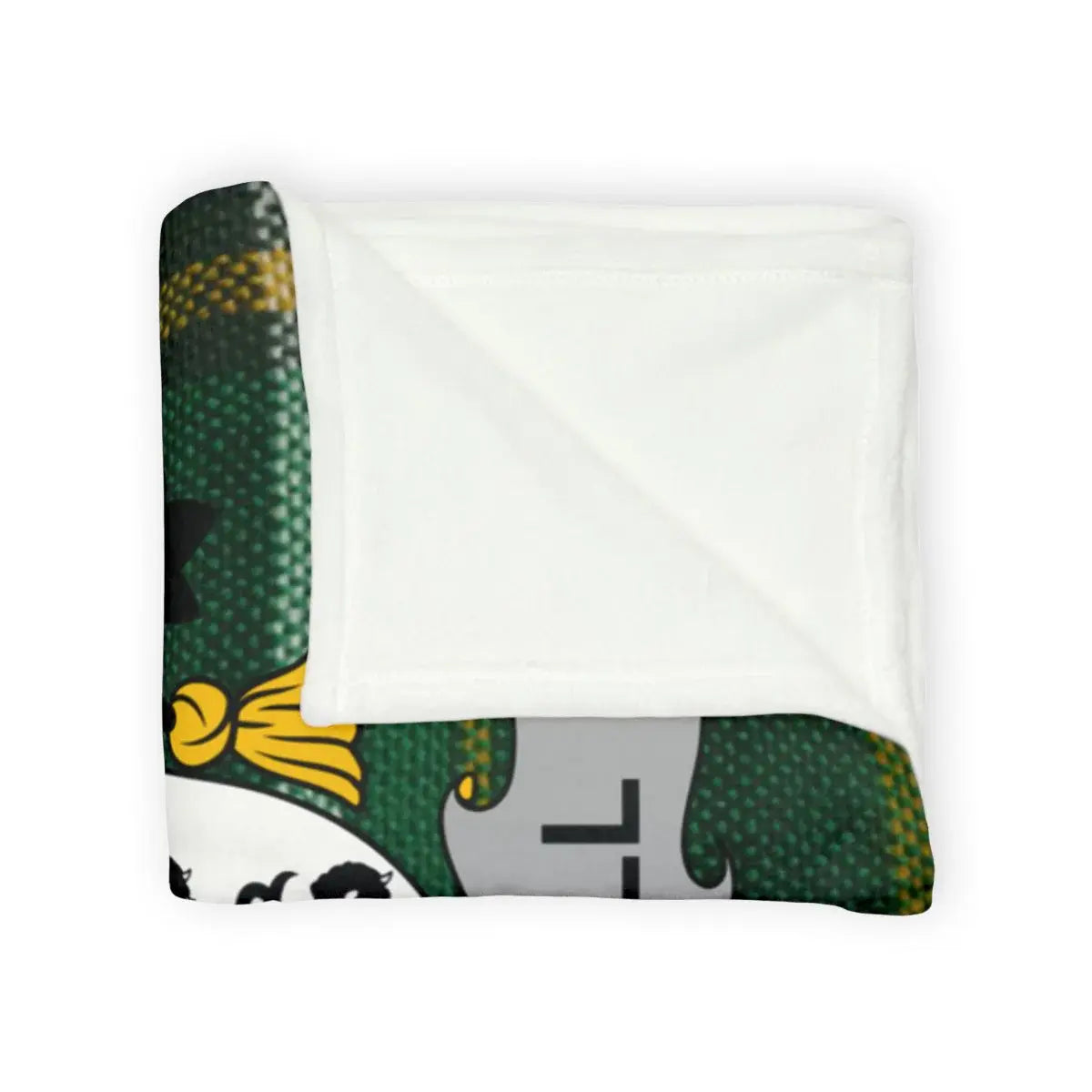 Warm cozy green and white soccer themed blanket