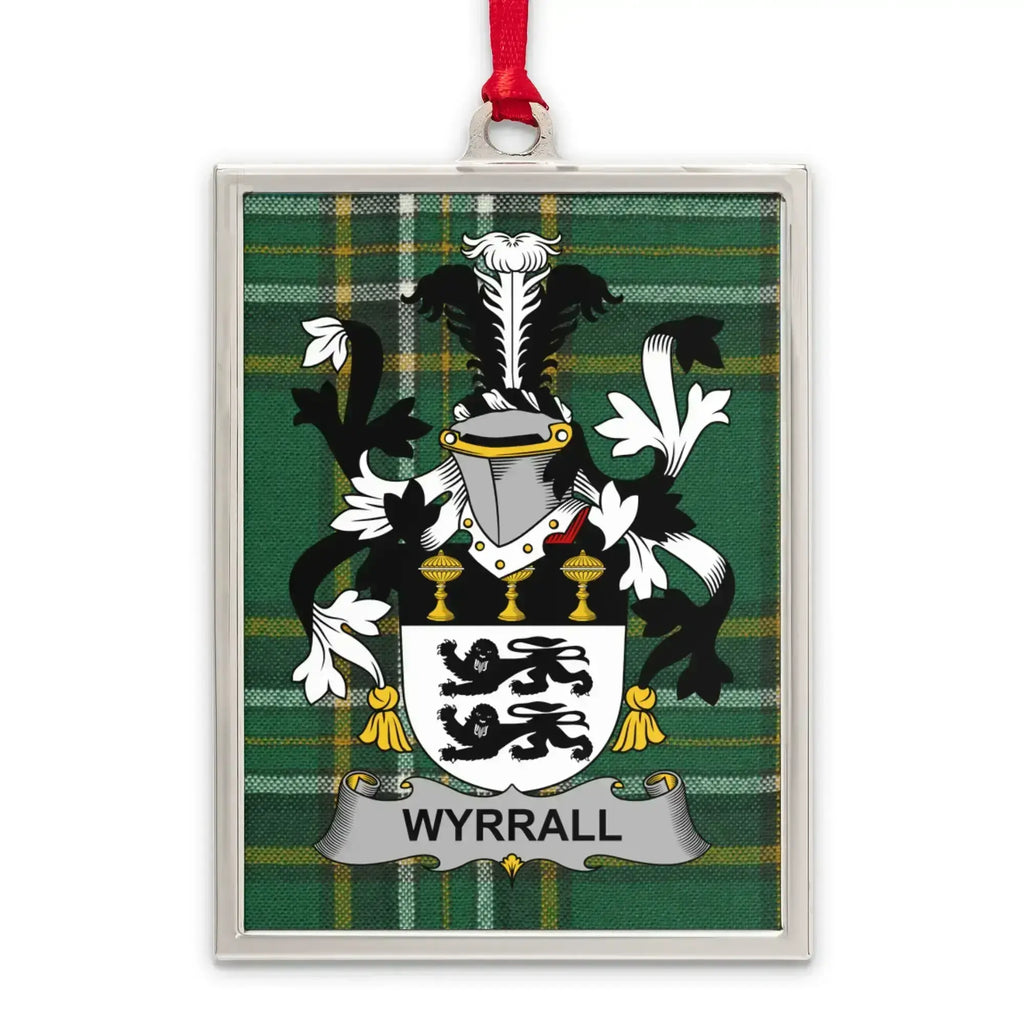 Wyrall Family Crest Plaid Background Hanging Sign product