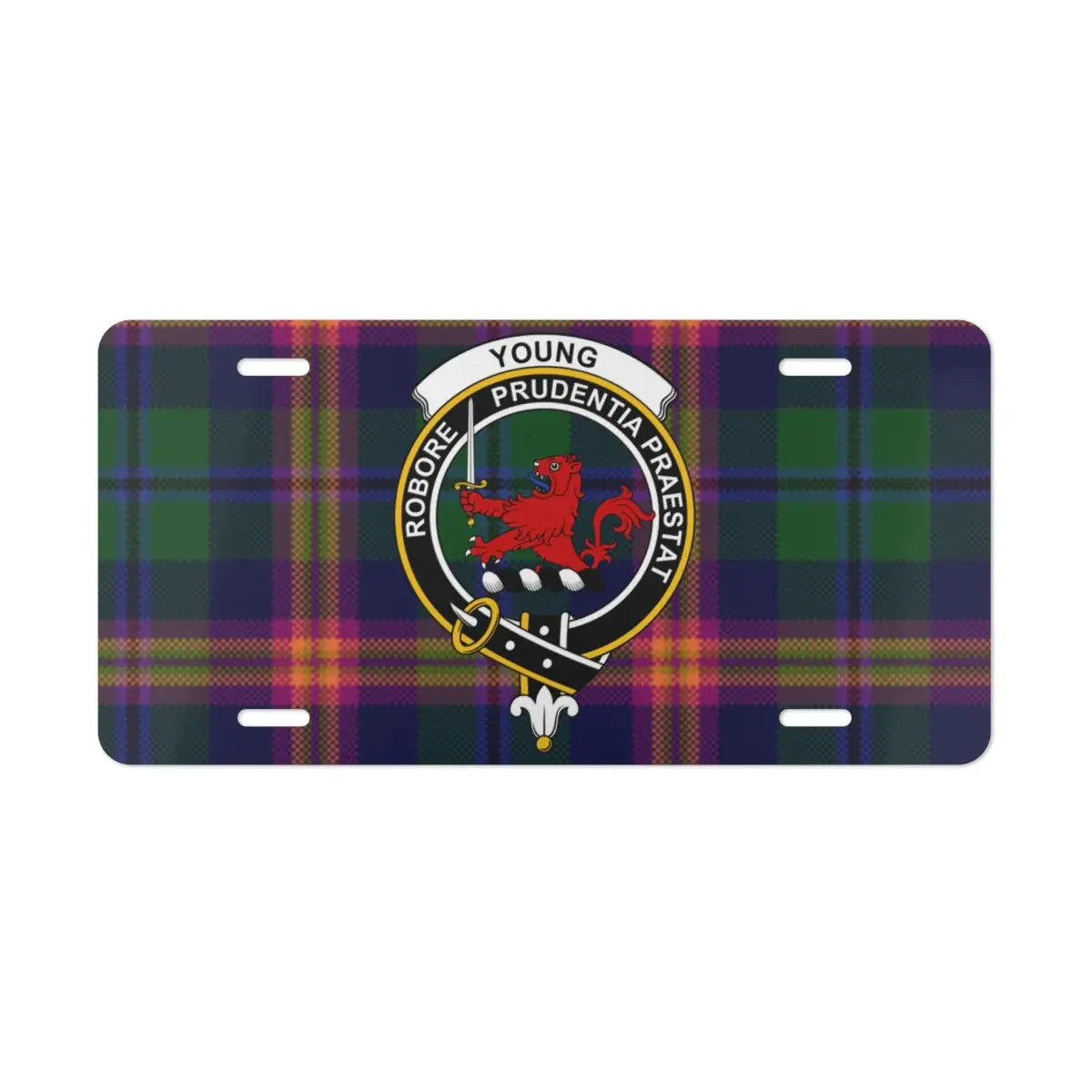 Young clan novelty plate displayed as garage wall decor