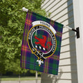 Young clan garden flag with crest on a tartan background, 12 x 18 size