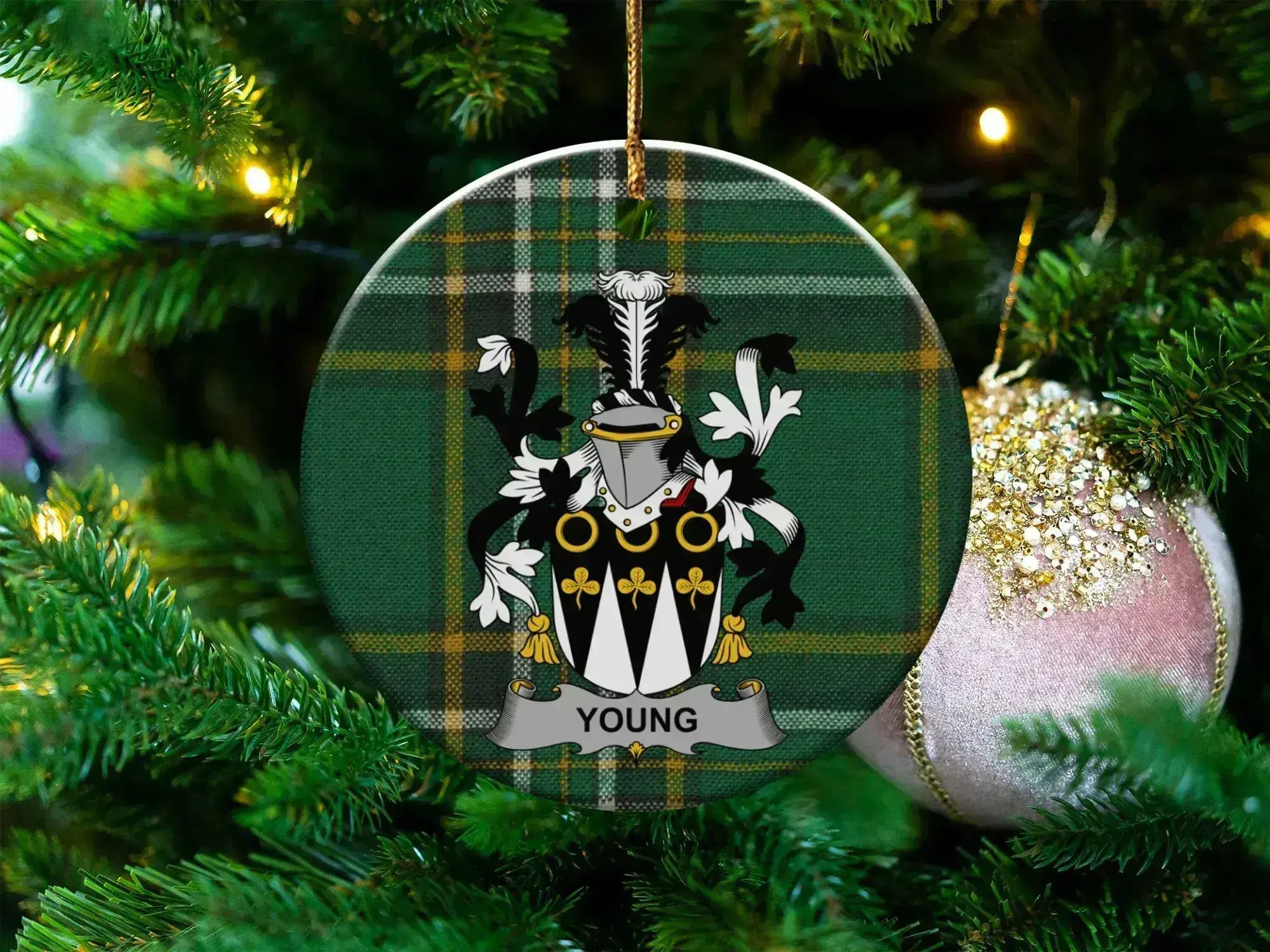 Family Crest Plaid Design Hanging Ornament