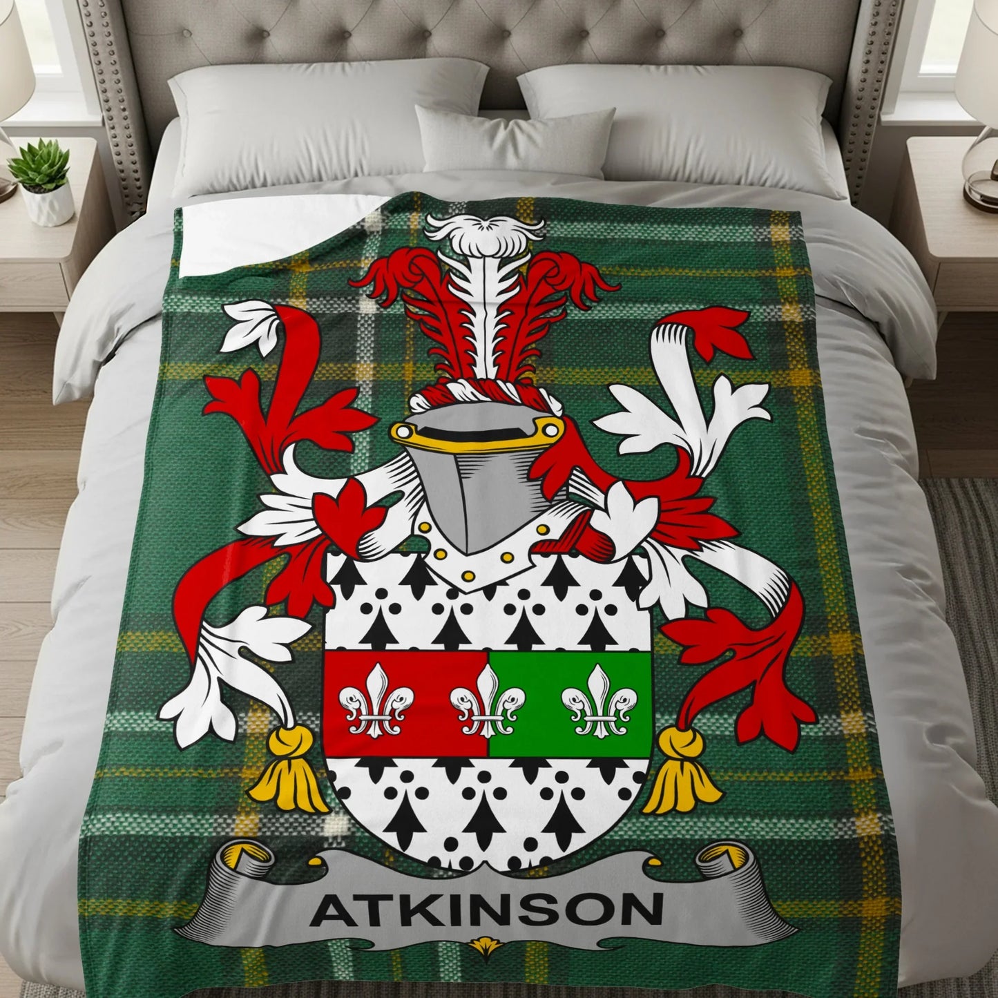 Atkinson Family Crest Blanket Custom Quilt product