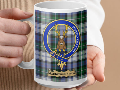 Traditional Scottish Clan MacKenzie Shaw Crest Plaid Mug - Living Stone Gifts