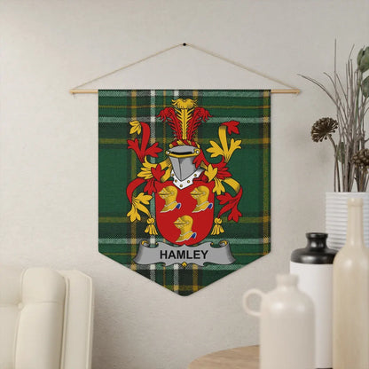Red and Green Hamley Family Crest Wall Banner product