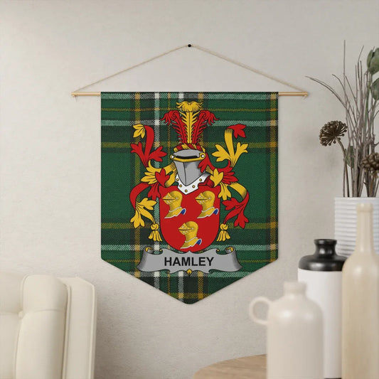 Red and Green Hamley Family Crest Wall Banner product