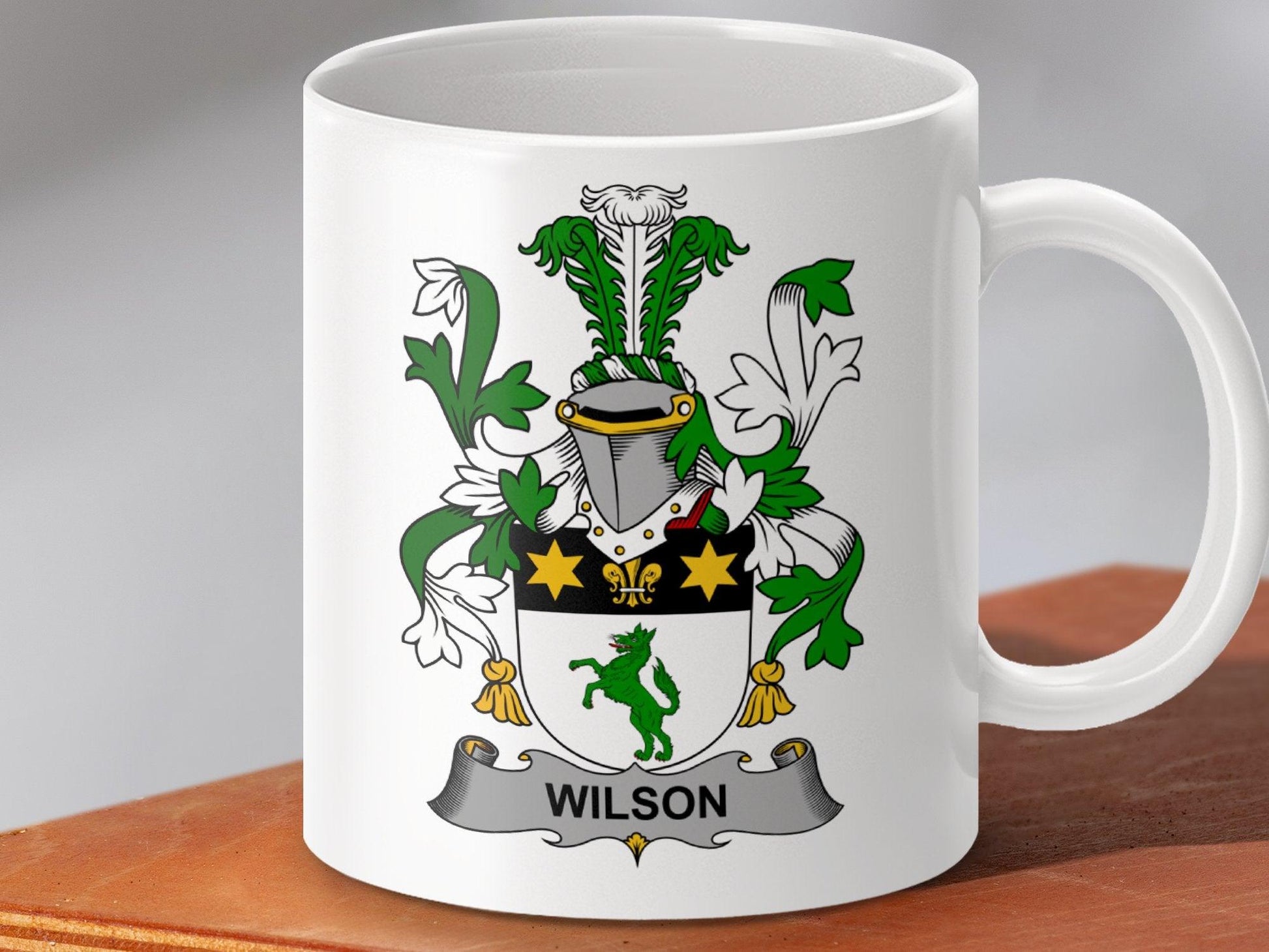 Wilson Family Coat of Arms Heraldry Crest Mug - Celtic Ancestry Gifts