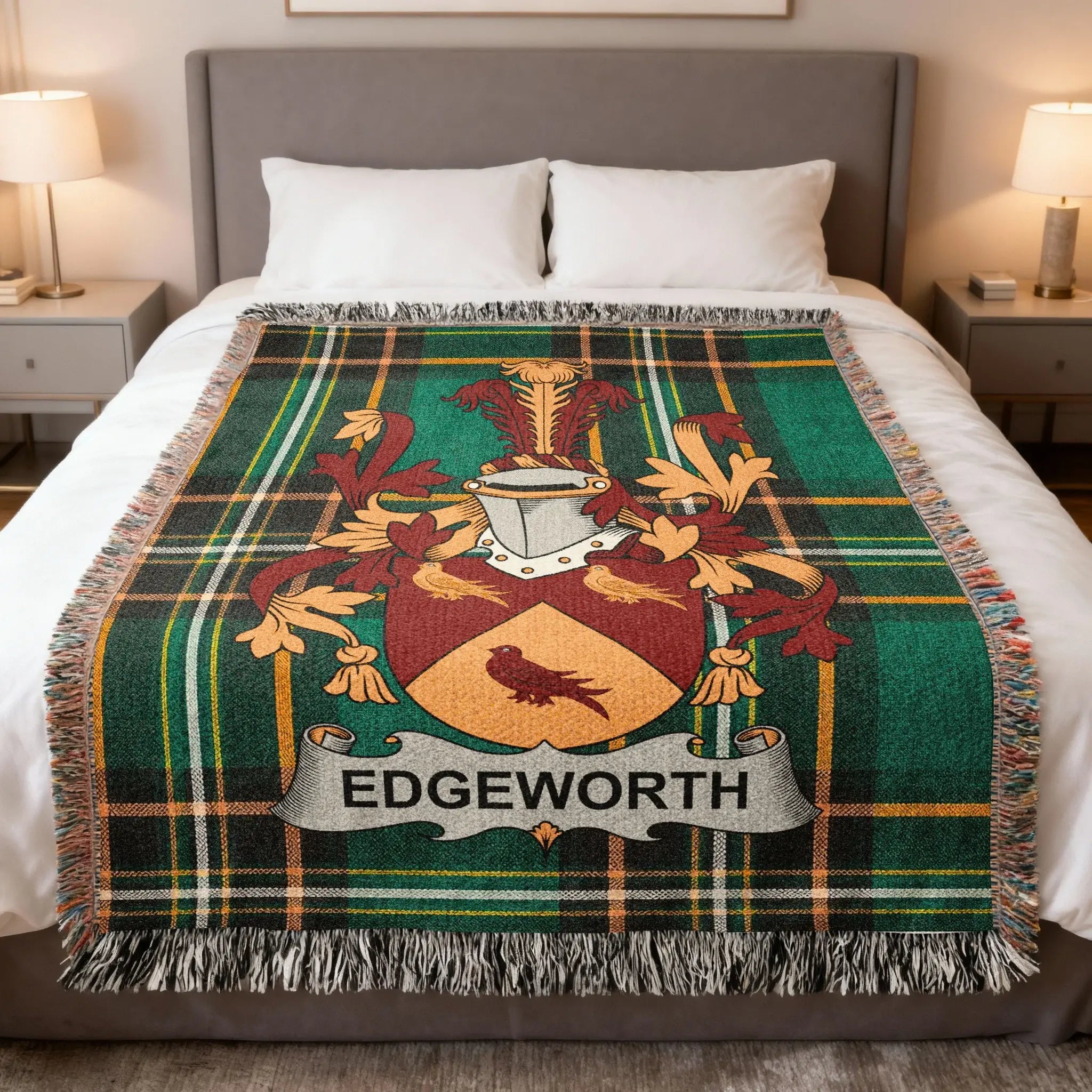 Edgeworth Family Crest Green Plaid Pattern Fringe product type