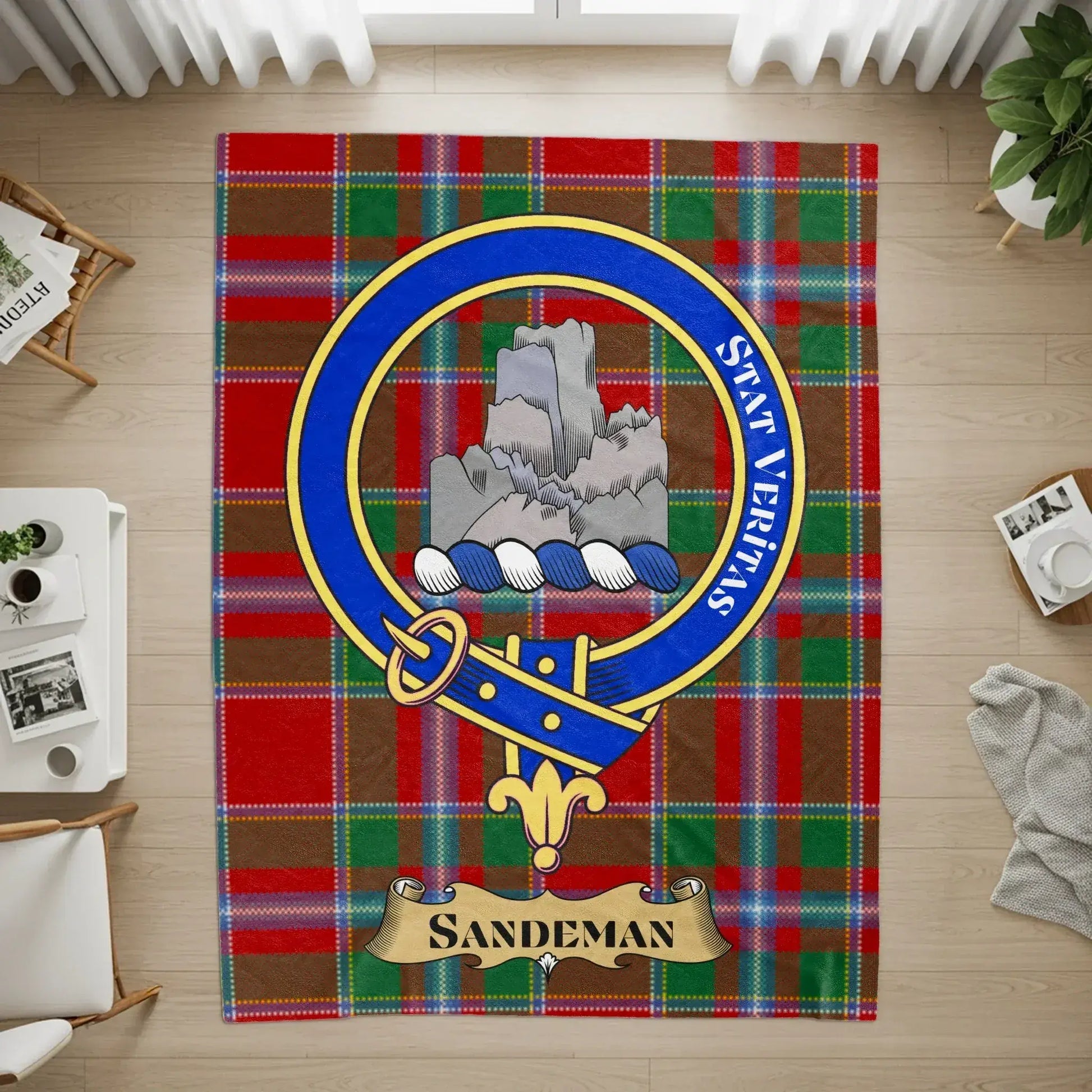 Clan Sandeman Tartan Rug with Crest Product
