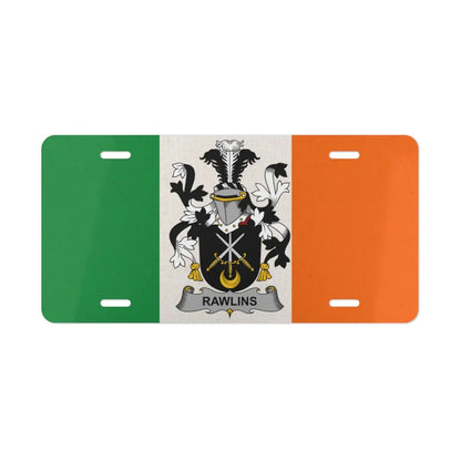 Rawlins Family Crest Irish Flag License Plate product