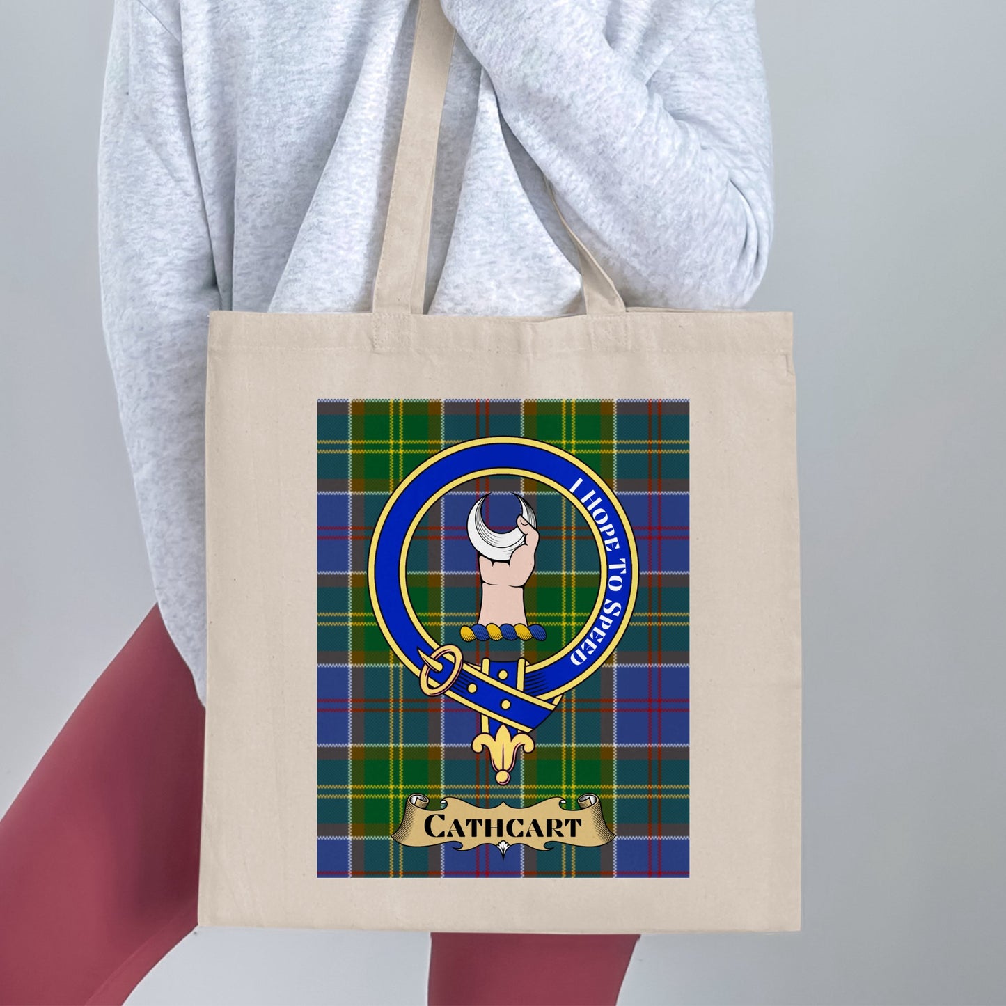 Cathcart Clan Scottish Tartan Crest Tote Bag - Living Stone Gifts