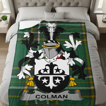 Personalised Family Crest Green Tartan Blanket product