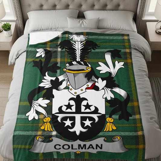 Personalised Family Crest Green Tartan Blanket product