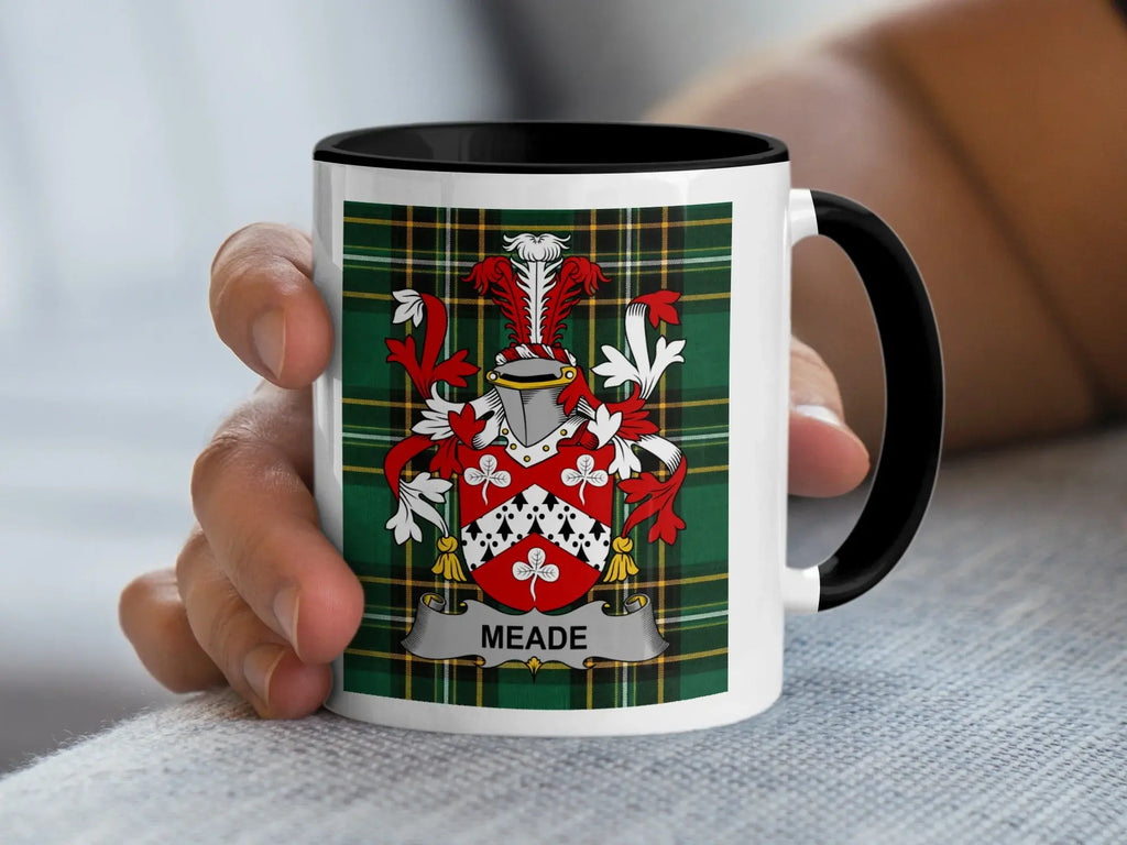 Meade Irish family crest black accent mug
