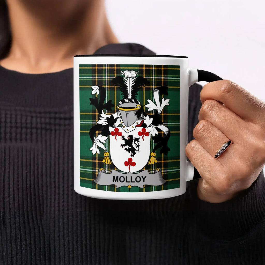 Molloy Irish heritage mug with black handle and interior