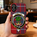 Hamilton clan crest tartan phone case — edge-to-edge plaid design with Through motto