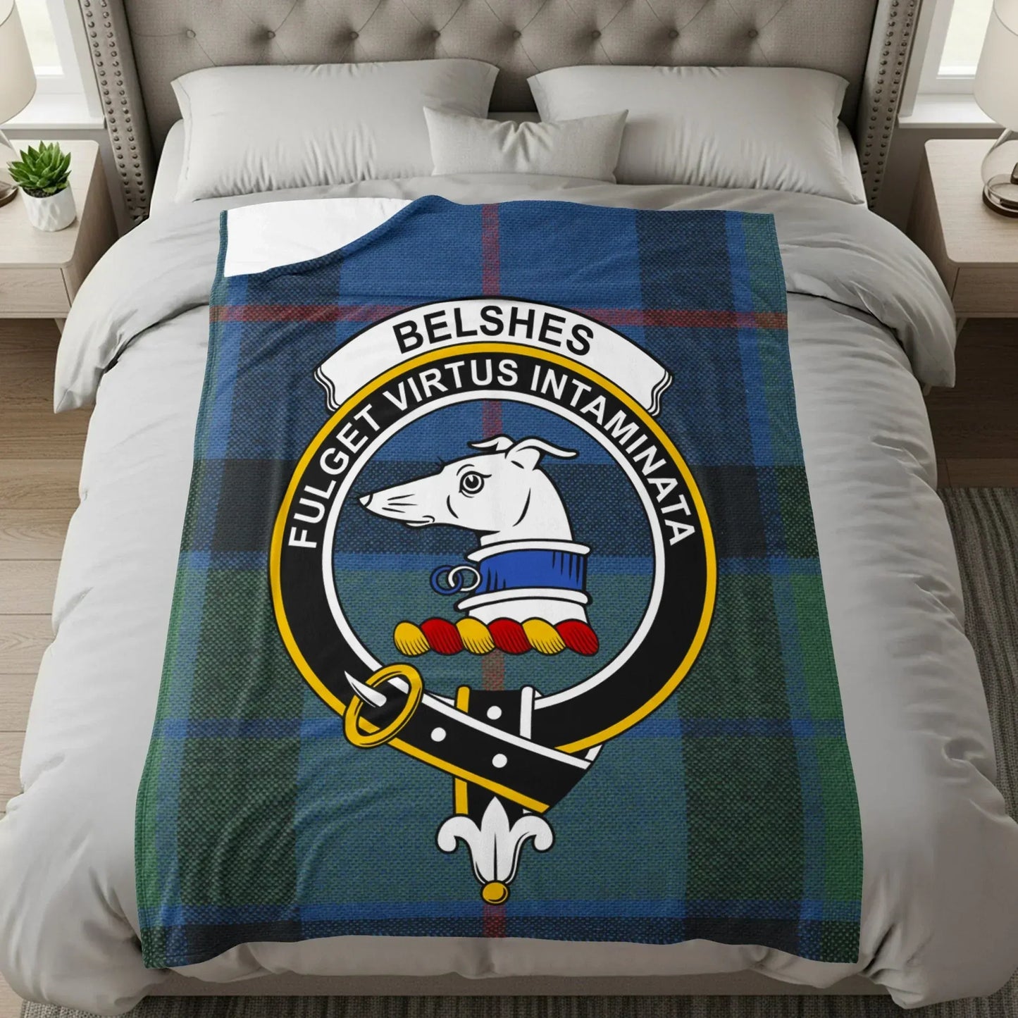 Belshes Clan Crest Motto Fleece Blanket product
