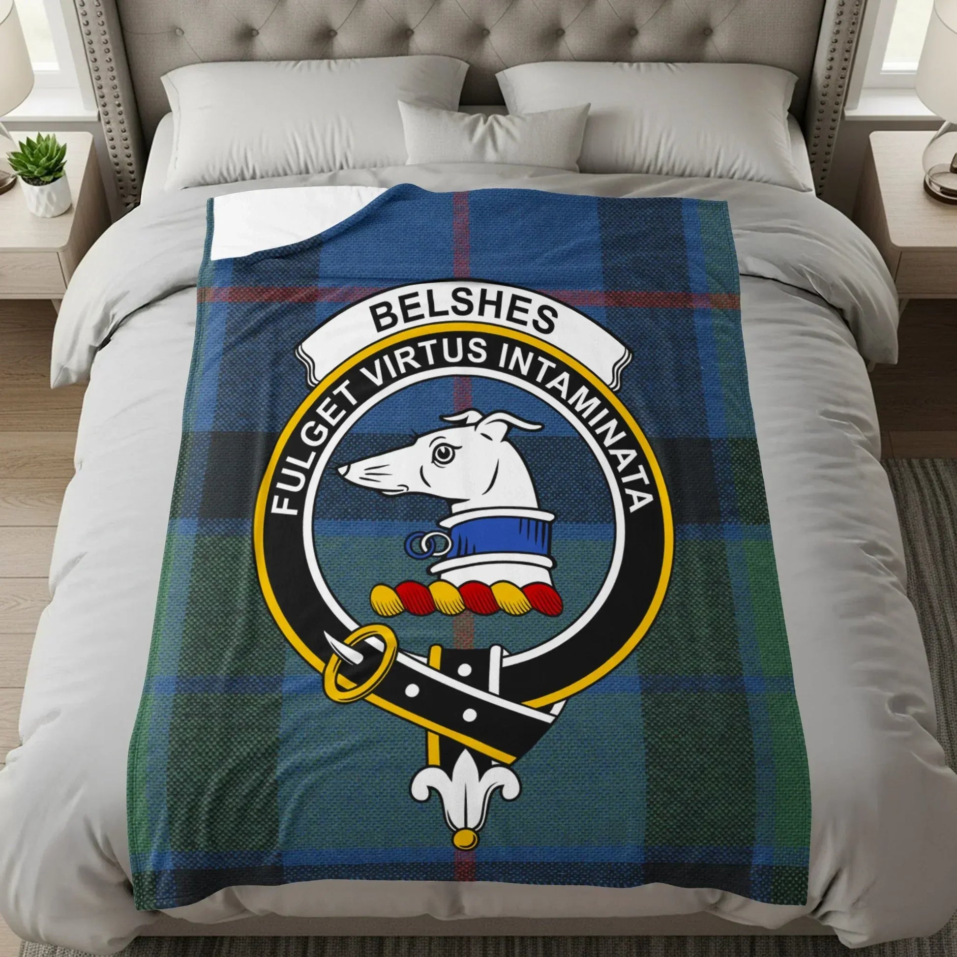 Belshes Clan Crest Motto Fleece Blanket product