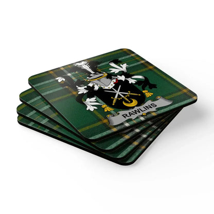 Personalized Family Crest Plaid Coaster Set product