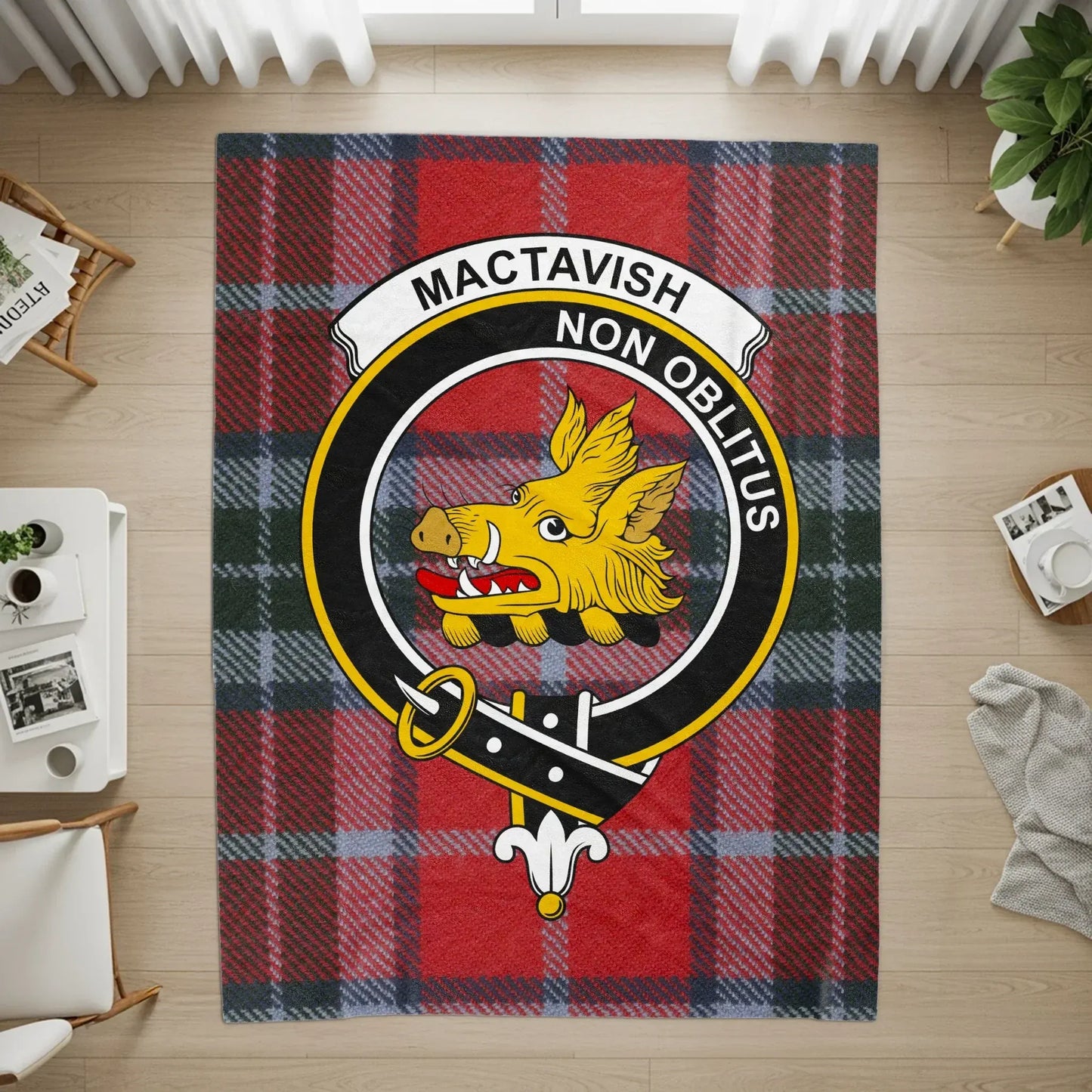Mactavish Non Oblitus Red Tartan Style Rug product