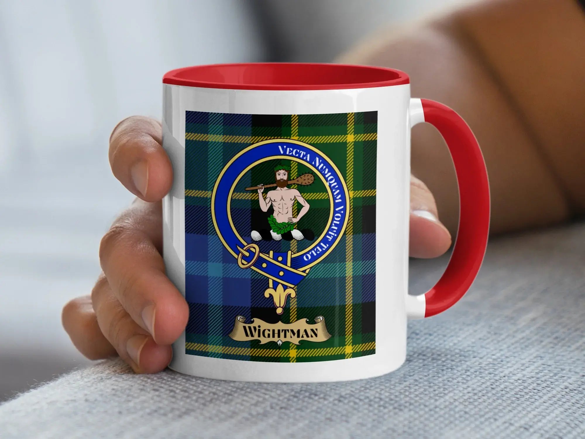 Wightman family crest ceramic mug for everyday coffee and tea