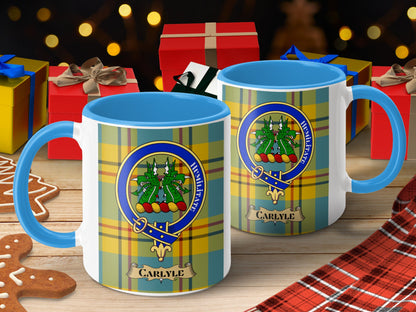 Clan Carlyle Scottish Tartan Crest Mug - Living Stone Gifts