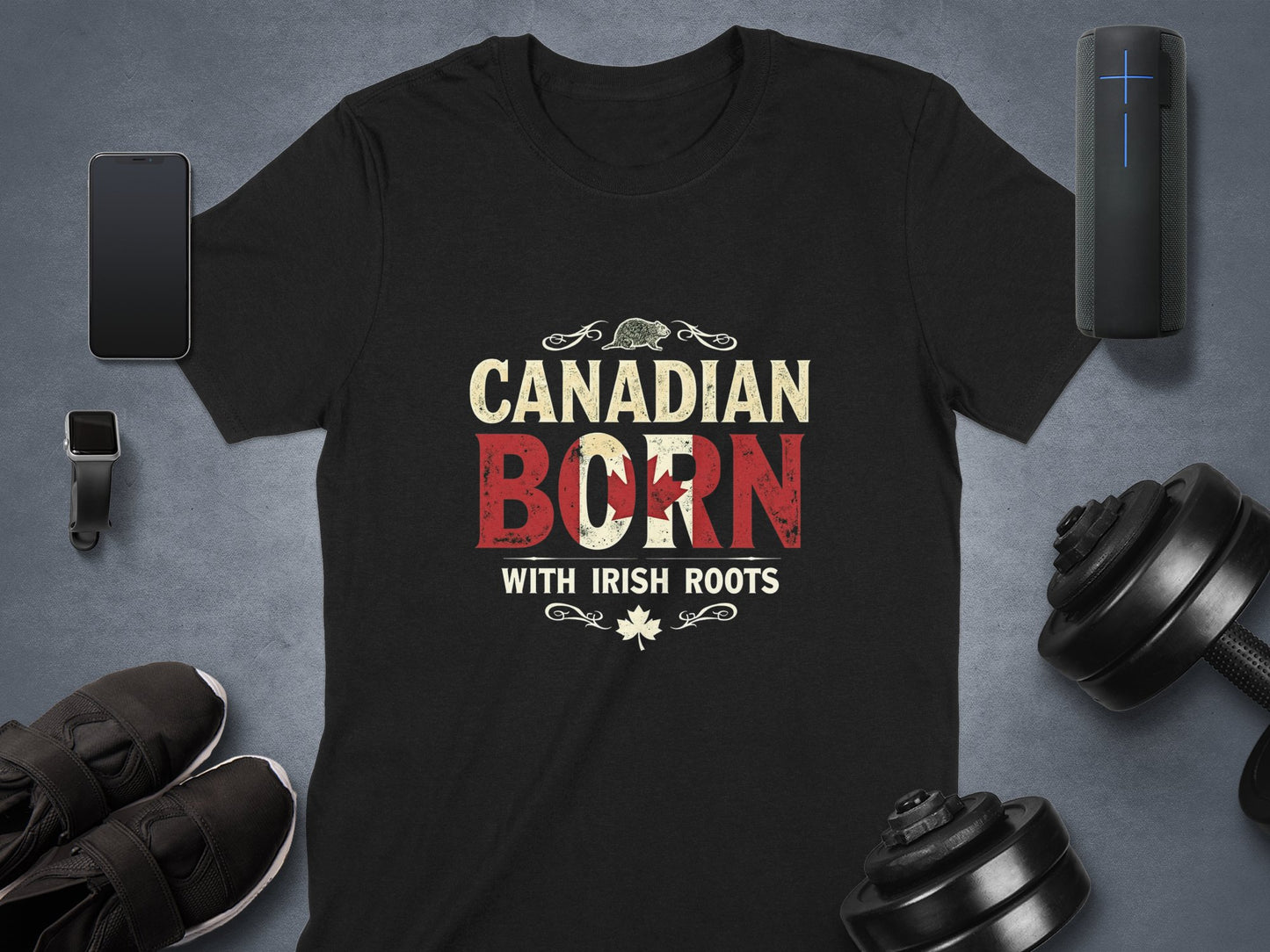 Patriotic Canadian Born with Irish Roots Graphic T-Shirt - Living Stone Gifts