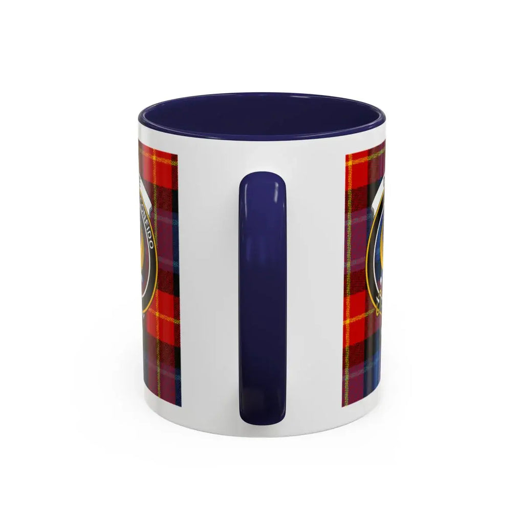 Clan Crest Plaid Mug With Dark Blue Handle Coffee Cup