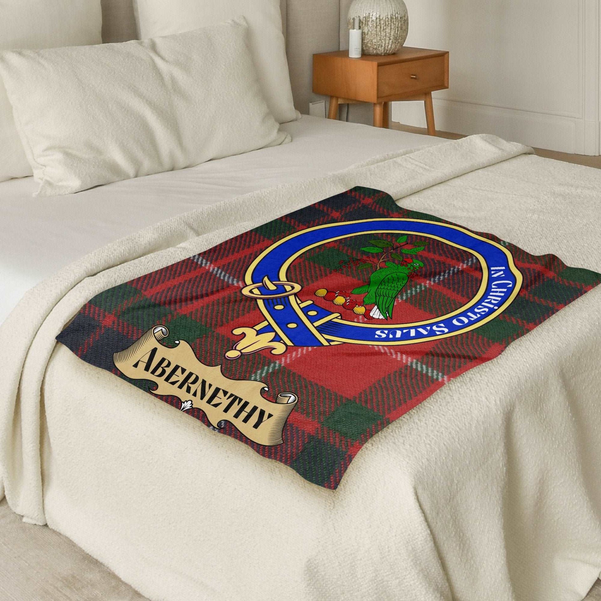 Abernethy Scottish Tartan Crest Throw Blanket - Living Stone Gifts