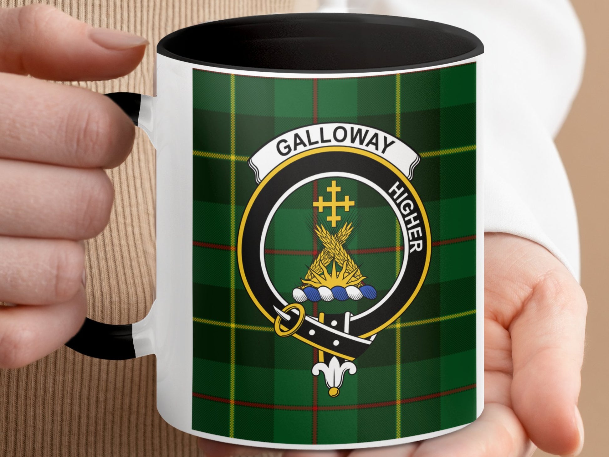 Clan Galloway Scottish Tartan Crest Mug - Living Stone Gifts