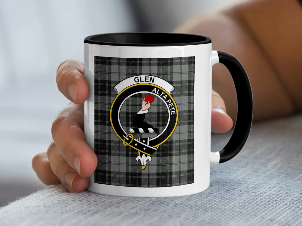 Glen tartan mug with a coloured accent handle and interior