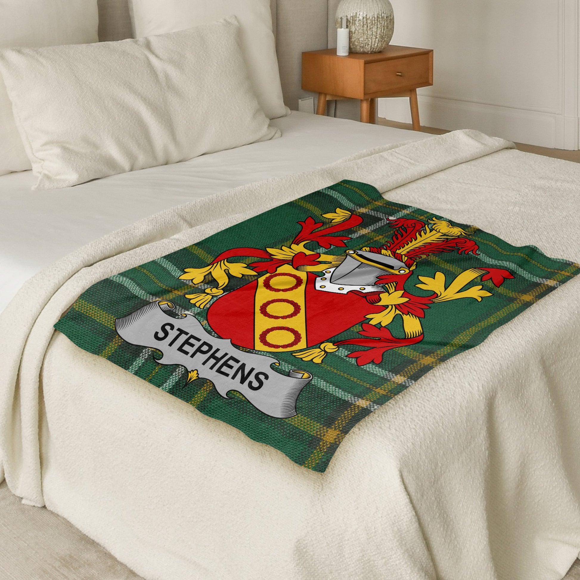 Stephens Surname Irish Tartan Throw Blanket - Living Stone Gifts