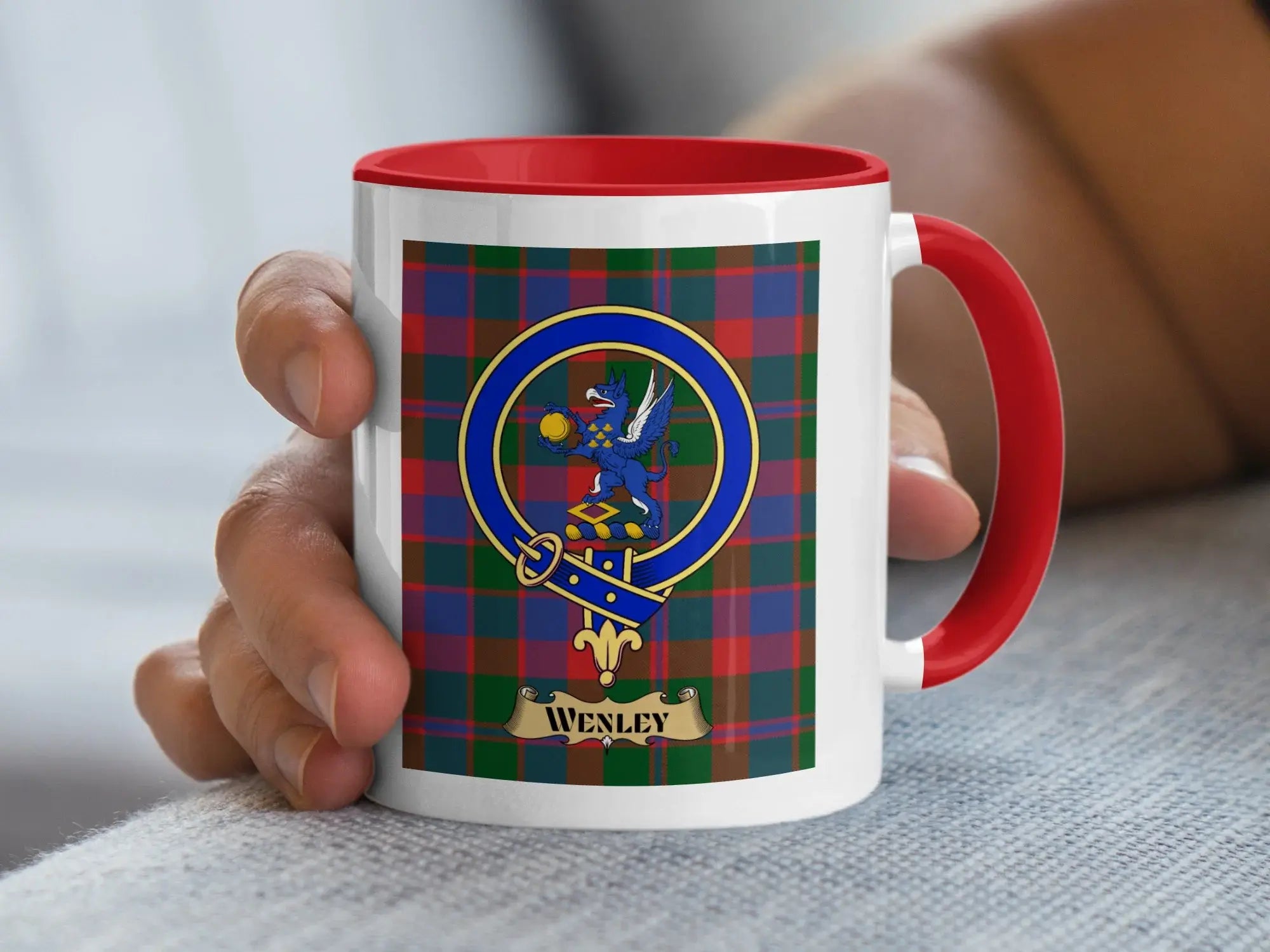 Wenley family crest ceramic mug for everyday coffee and tea