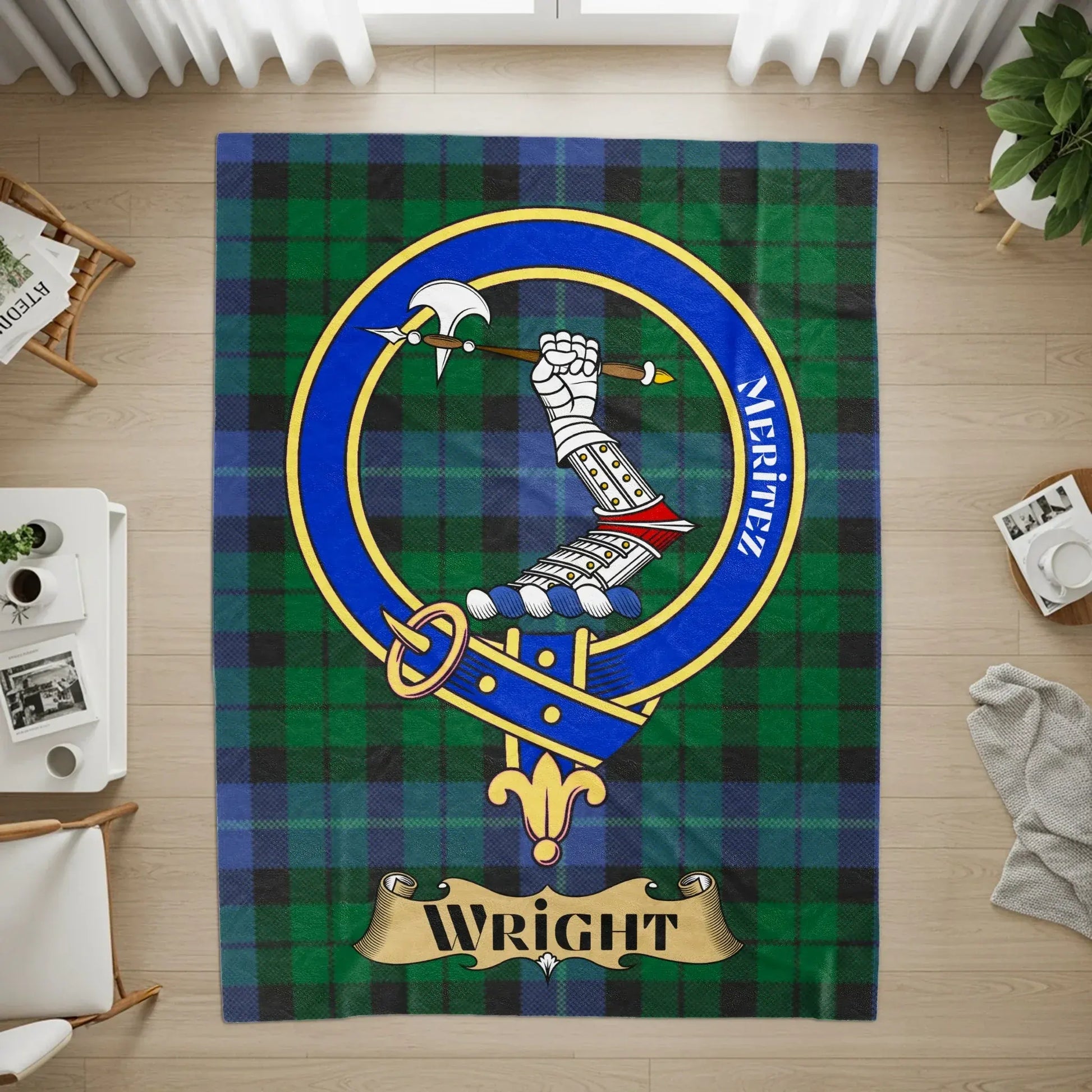 Wright Clan Tartan Emblem Print Rug product