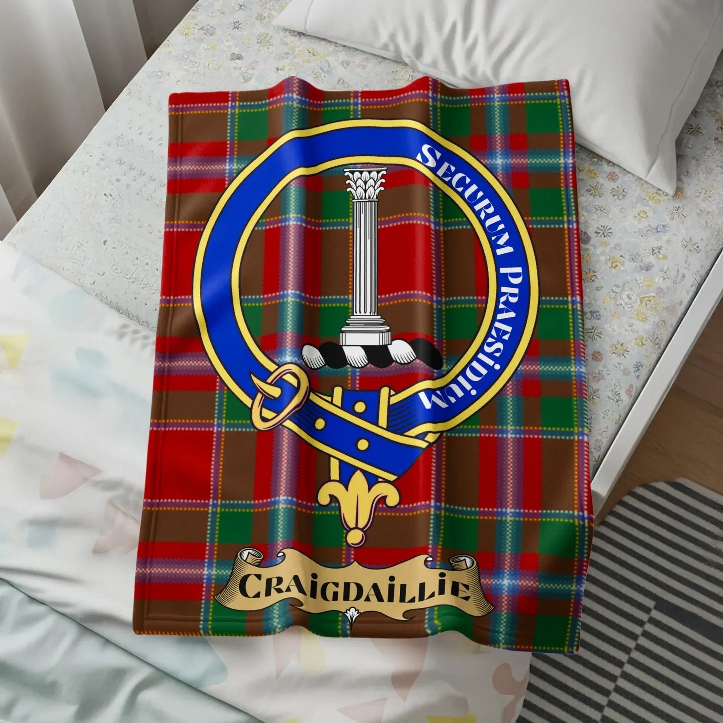 Craigdaillie Family Crest Red Tartan Blanket product type
