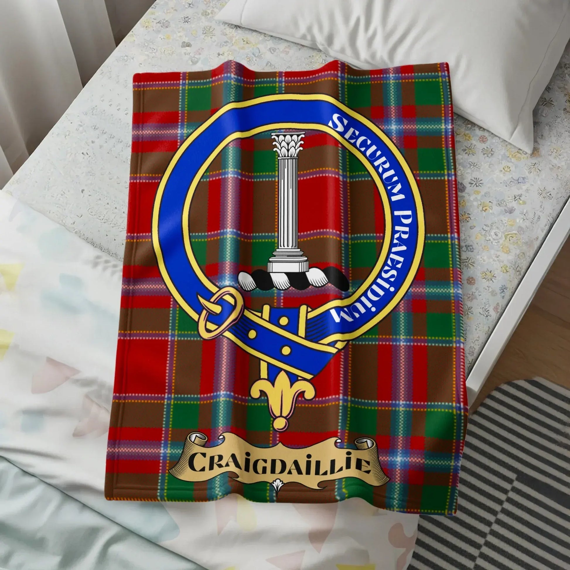 Craigdaillie Family Crest Red Tartan Blanket product type