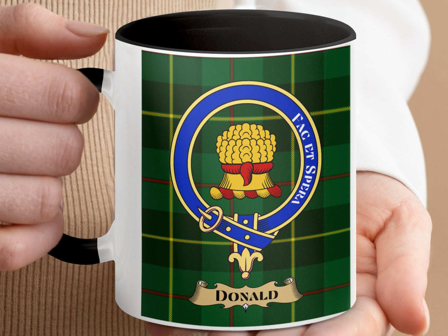 Clan Donald Scottish Tartan Crest Design Mug - Living Stone Gifts