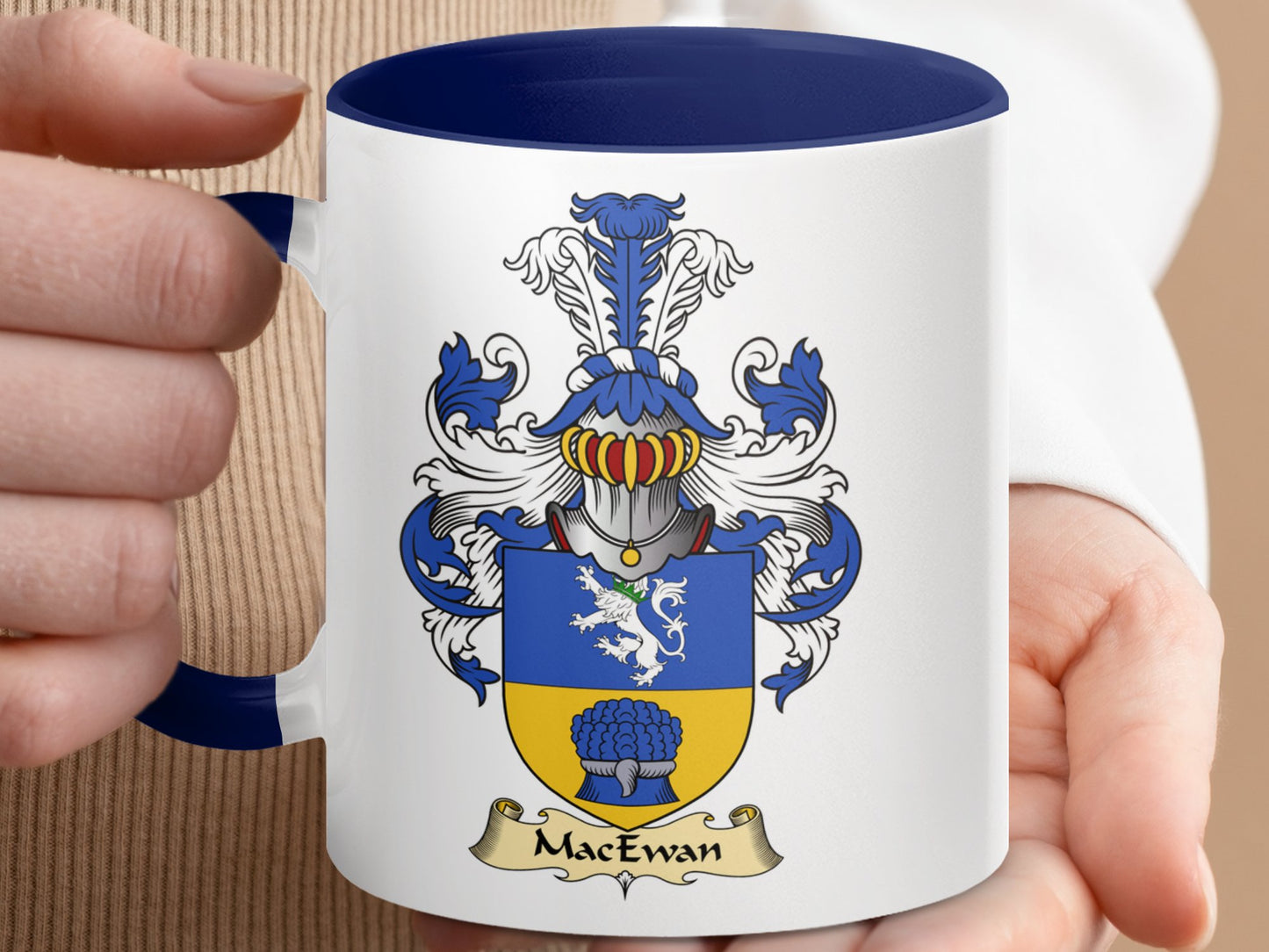 MacEwan Scottish Family Coat of Arms Crest Accent Mug - Living Stone Gifts