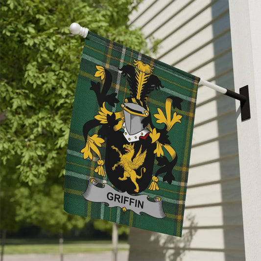 Griffin Family Crest Emblem Plaid House Flag product