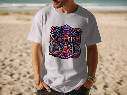 Vibrant Scottish Dad Graphic Design Illustration T-Shirt - Living Stone Gifts