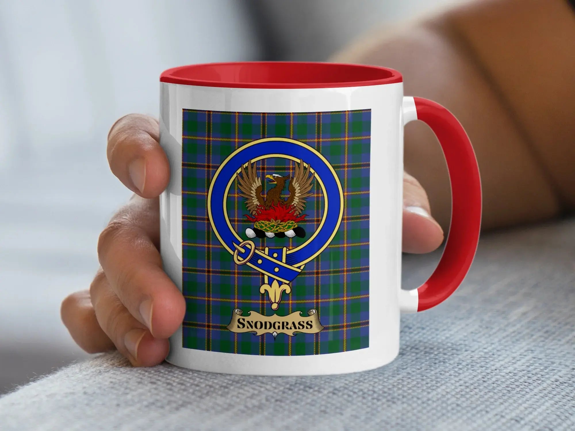 Snodgrass family crest ceramic mug for everyday coffee and tea